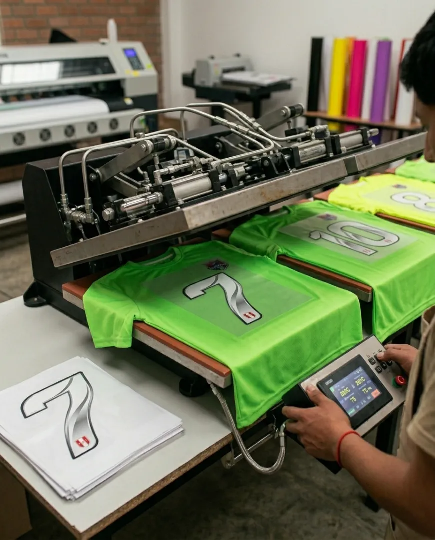 Equipo de fútbol usando uniformes personalizados